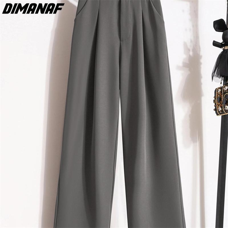 DIMANAF 2023 Plus Size letnie długie spodnie damskie spodnie luźne kobiece spodnie podstawowe proste spodnie szerokie nogawki 4XL