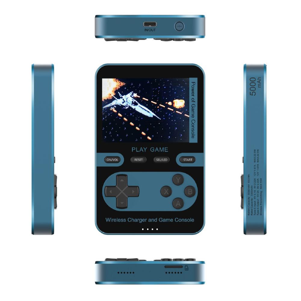

001 15 Вт Магнітний Бездротовий Швидкий Зарядний Павербанк Портативна Ігрова Консоль з Вбудованими 500 Іграми Blue