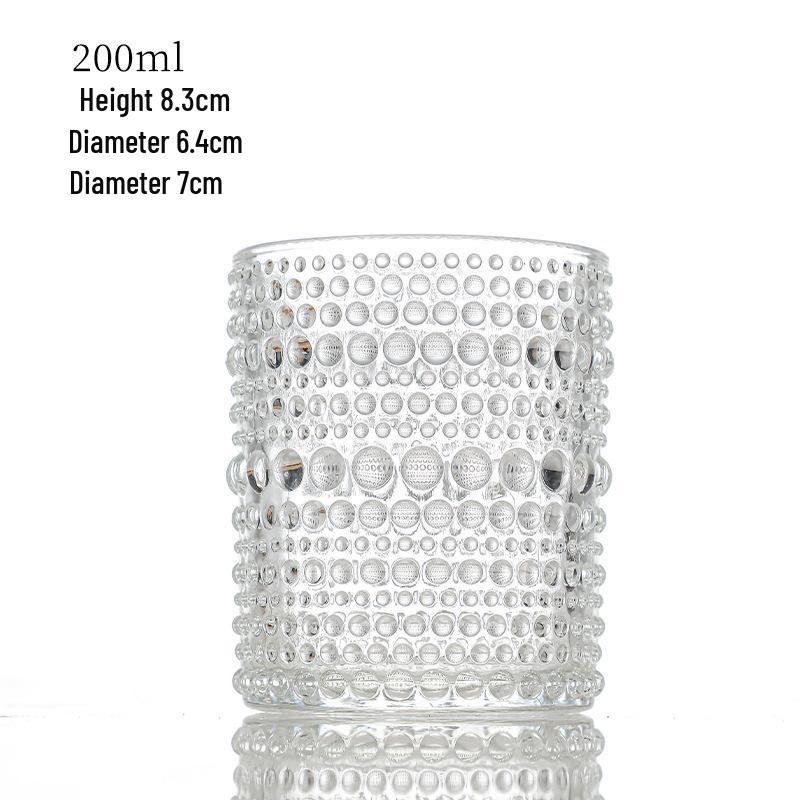 Retro Fan Scented Candle Jar 200ml - Beaded Vertical Stripe Embossed Glass Holder