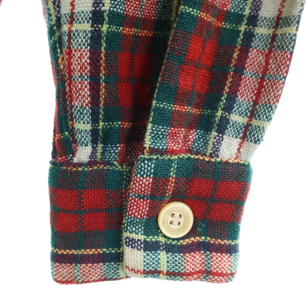 50s vintage Check Pattern Long sleeve Wool shirt S Red Men's Used