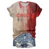 Women's Casual Round Neck Halloween Print Short Sleeve T-Shirt Top