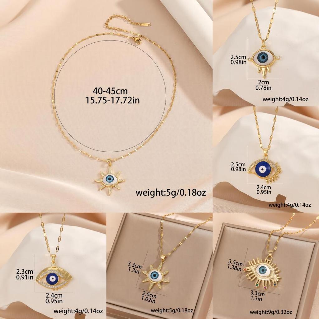 French Style Personality Hip-hop Style Necklace 1 Piece Inlaid with Colorful Zircon Devil Eye Necklace Accessories