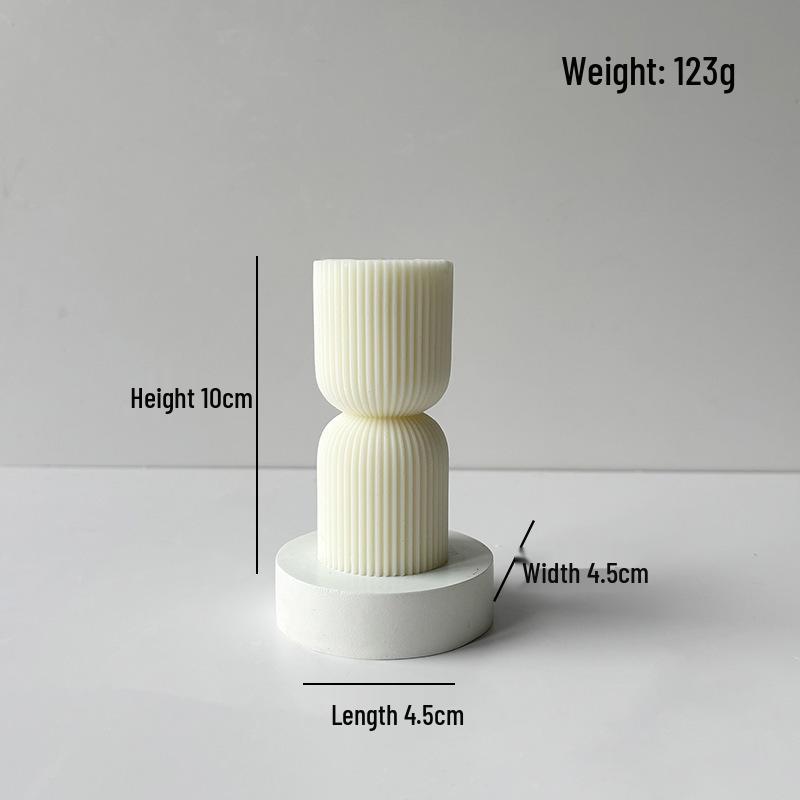 

Striped Cylindrical Scented Candle - White Decorative Souvenir Ornament