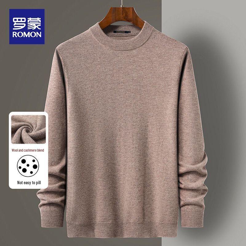 ROMON Men's Classic Thickened Wool Cashmere Pullover Sweater