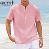 QICED Men's Fashion Casual Solid Color Print Tops & T-shirts
