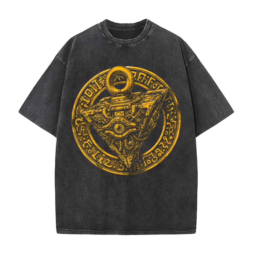 Hot-blooded Anime Yu-Gi-Oh Graphic Print T-Shirt Men Women Vintage Washed Cotton Summer New Tee Streetwear Hip Hop Harajuku Fashion Oversized Top