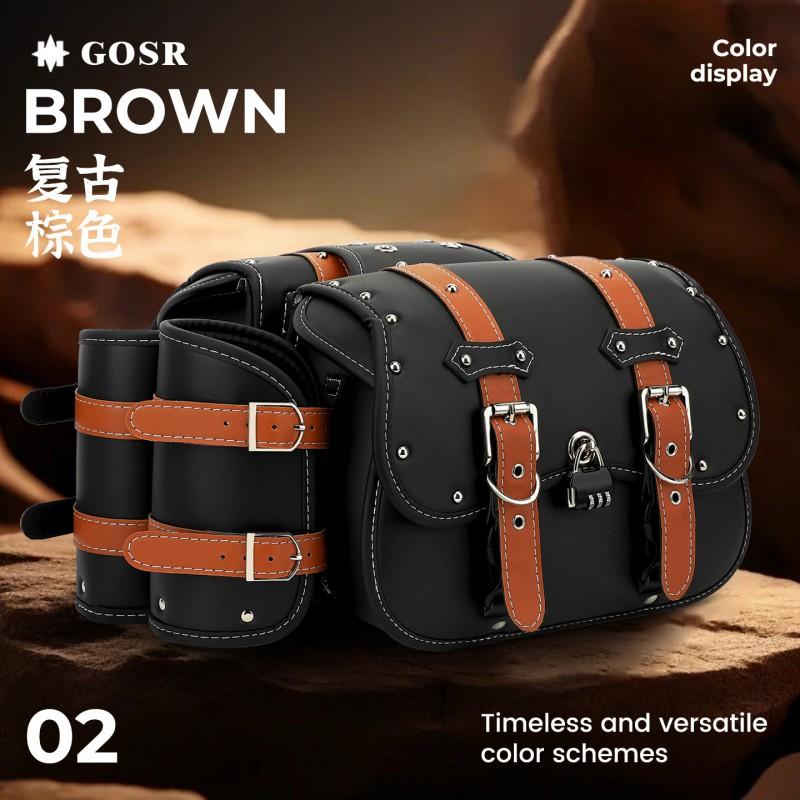 Universelle Motorrad-Seitentasche QJ300 GSR Jialing Wuyi Roller - Wasserdichte PU-Leder-Satteltasche mit Getränkehaltern