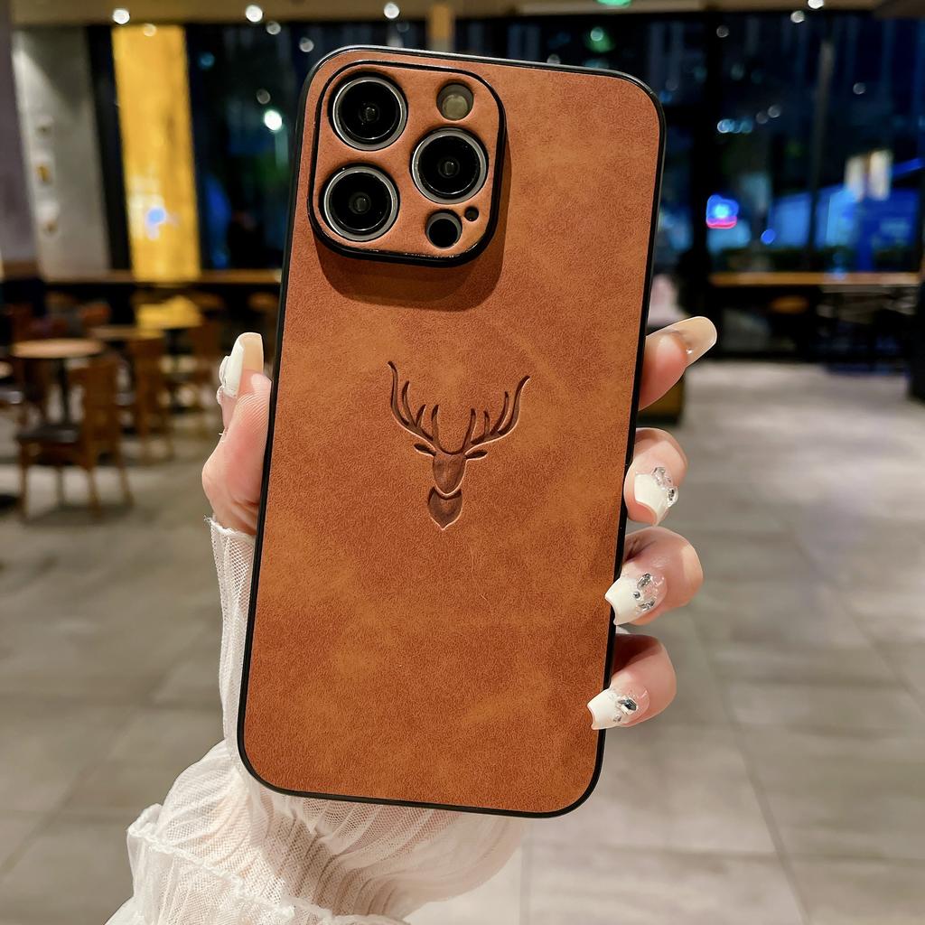 Dla IPhone17Promax Magnetyczne etui na telefon 15 z głową jelenia dla Apple 16pro Ochronne etui ze skóry jagnięcej