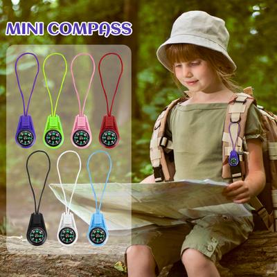 Mini Pocket Compass for Kids Paracord Hiking Survival Small Compasses for Outdoor Emergency Survival