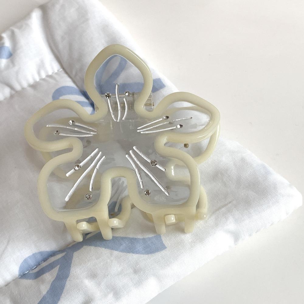 

Rhinestone Flower Hair Claw Sakura Transparent Hair Clip Acetic Acid Flower Shark Clip Travel жёлтый
