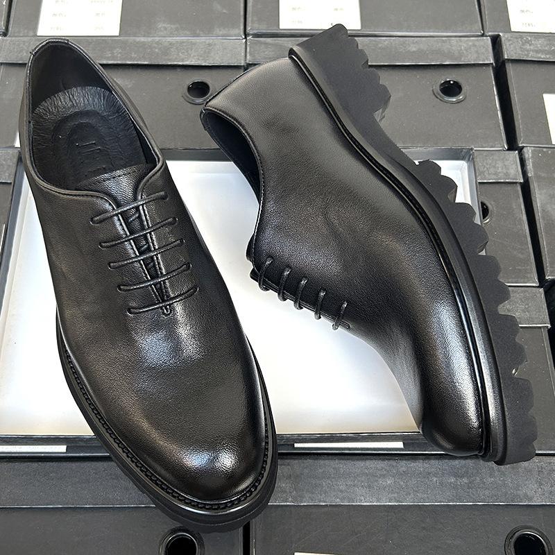 Schafsleder Einteilige Oxford Lederschuhe Herren Business Kleiderleder Atmungsaktiv Bräutigam Hochzeitsschuhe Erhöhend Herren Lederschuhe