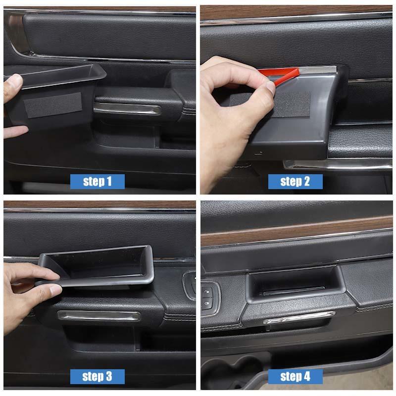 Door Inner Armrest Storage Box Organizer Container For Dodge RAM 2010-2017 Stowing Tidying Accessories,4 pcs