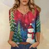 3/4 Sleeve Shirts For Women Print Christmas Tees Blouses Casual Plus Size Basic Tops Pullover