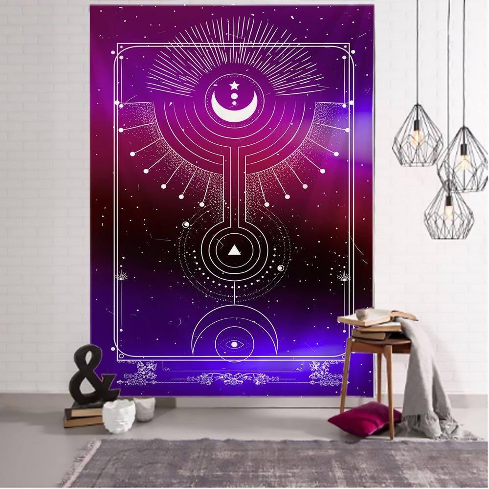 Witchcraft Tarot Tapestry Wall Hanging Colorful Sun Moon Starry Universe Psychedelic Tapiz Witchcraft Wall Cloth Tapestry