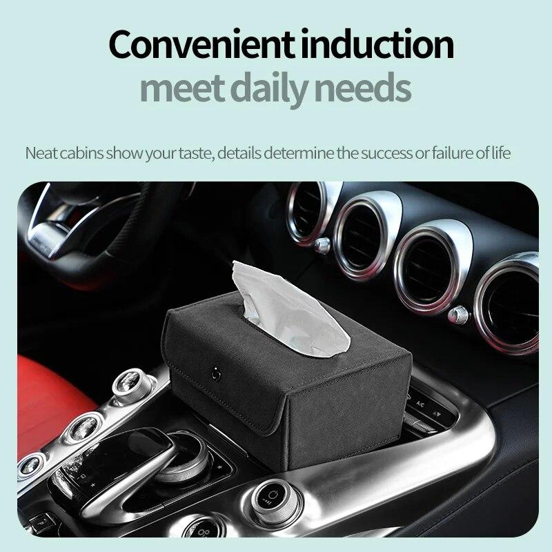 Upscale Car Tissue Box Towel Sets Car Center Console Tissue Box Holder Auto Interior Storage Decoration Car Accessories