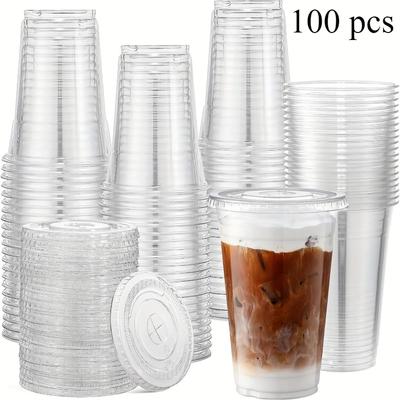 100 unidades de copos plásticos transparentes, copos descartáveis para bebidas a granel, copos de festa para chá gelado, ponche, coquetéis e bebidas geladas, aniversário, casamento, feriado