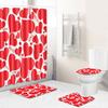 Valentine'S Day Toilet Shower Curtain Four-Piece Printed Floor Mat Set Bathroom Floor Mat Bedroom Absorbent Door Mat Carpet