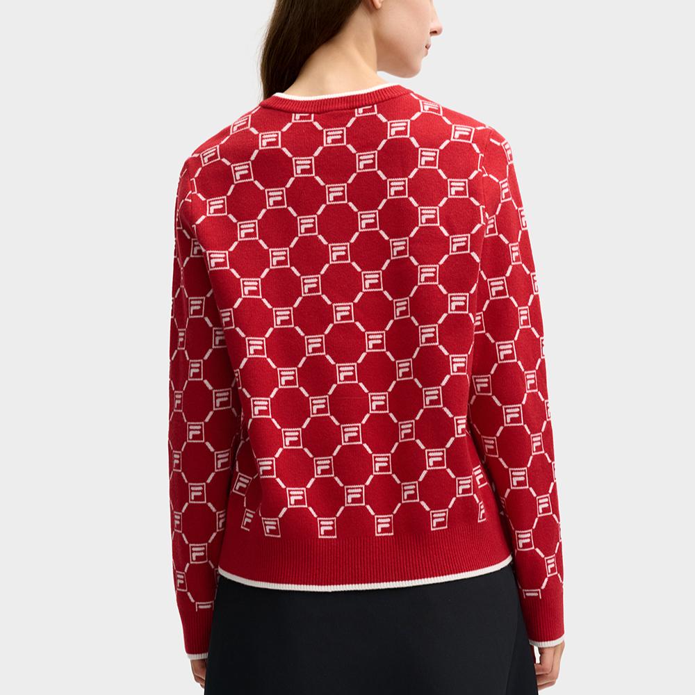 New FILA HERITAGE Sweater Women's Rhythmic Red F11W518402F-PK