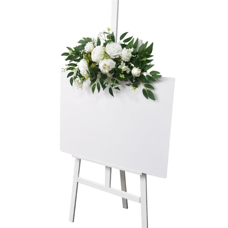 Ghirlandă de flori artificiale pentru fundaluri de recepție de nuntă, decor de masă pentru petrecere, semn de bun venit la nuntă, aranjament floral