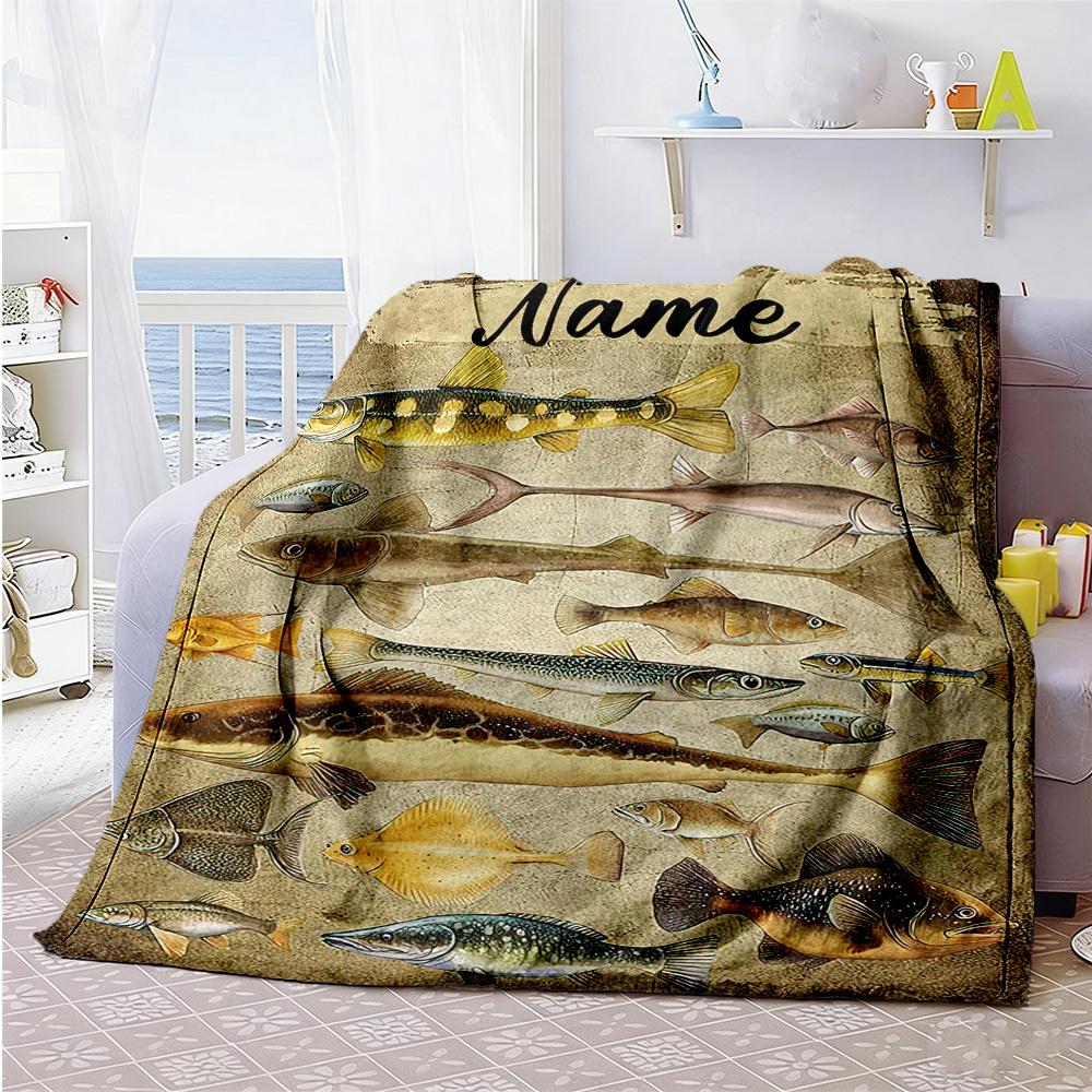 Fish78 Customize Text Blanket Lightweight Customizable Blanket Ultra-Soft Perfect for Nap Living Room Office Chair Chair All-Season Use