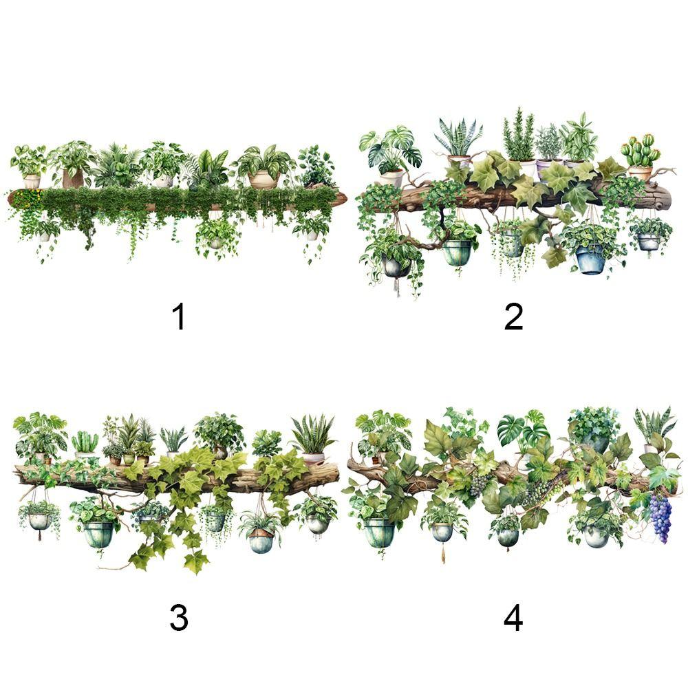 Dill Leaves Hanging Basket Sticker Waterproof Stump Potted Plant Decorative Decals  Livingroom