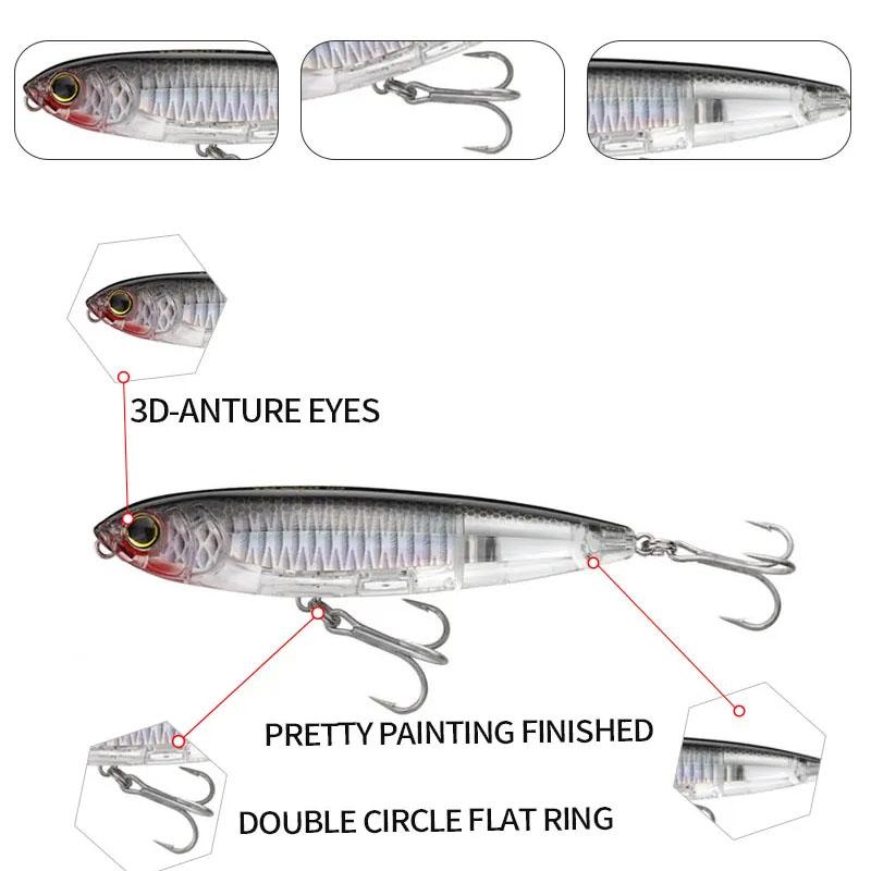 17g Surface Pencil Fishing Lures Walk the Dog Floating Wobbler Laser Artificial Bait for Trout Bass Top Water Swimbait Equipment