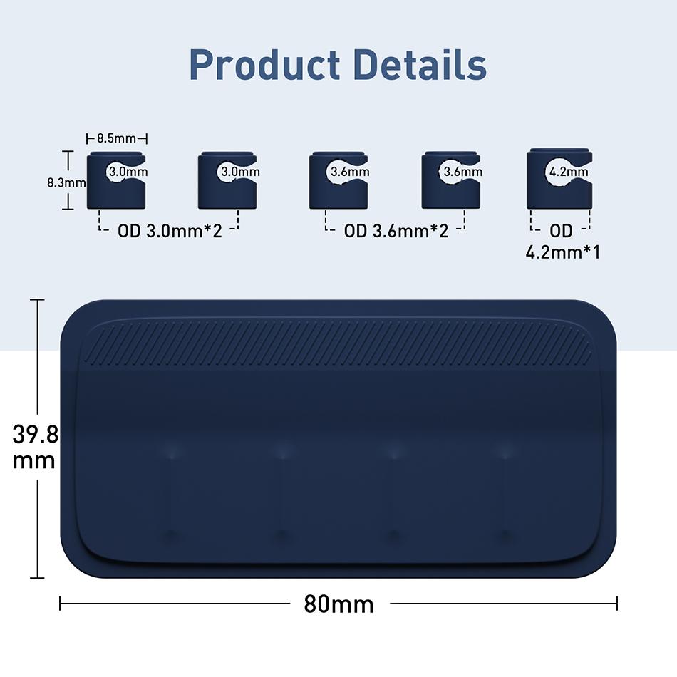 Car Mounted Magnetic Cable Management, Silicone Cable Clamp, Desktop Multi-purpose Wire Holder, 5 Clips for Lighting USB C Micro