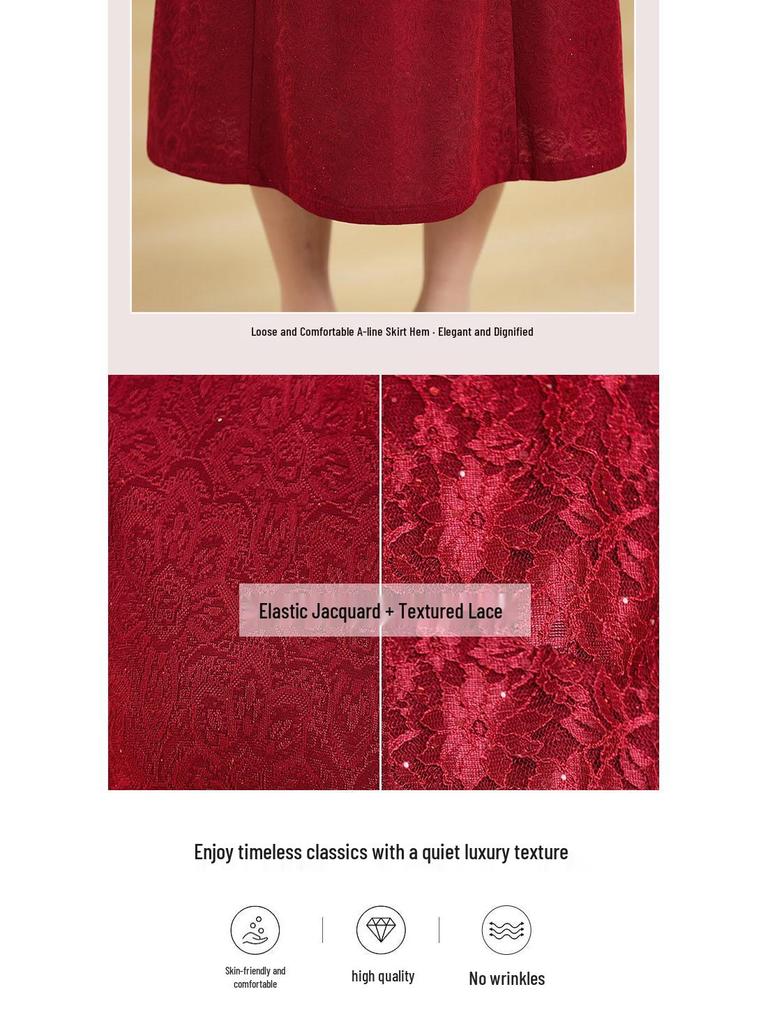Elegant Long Qipao Wedding Dress for Mother of the Bride, Age 50+