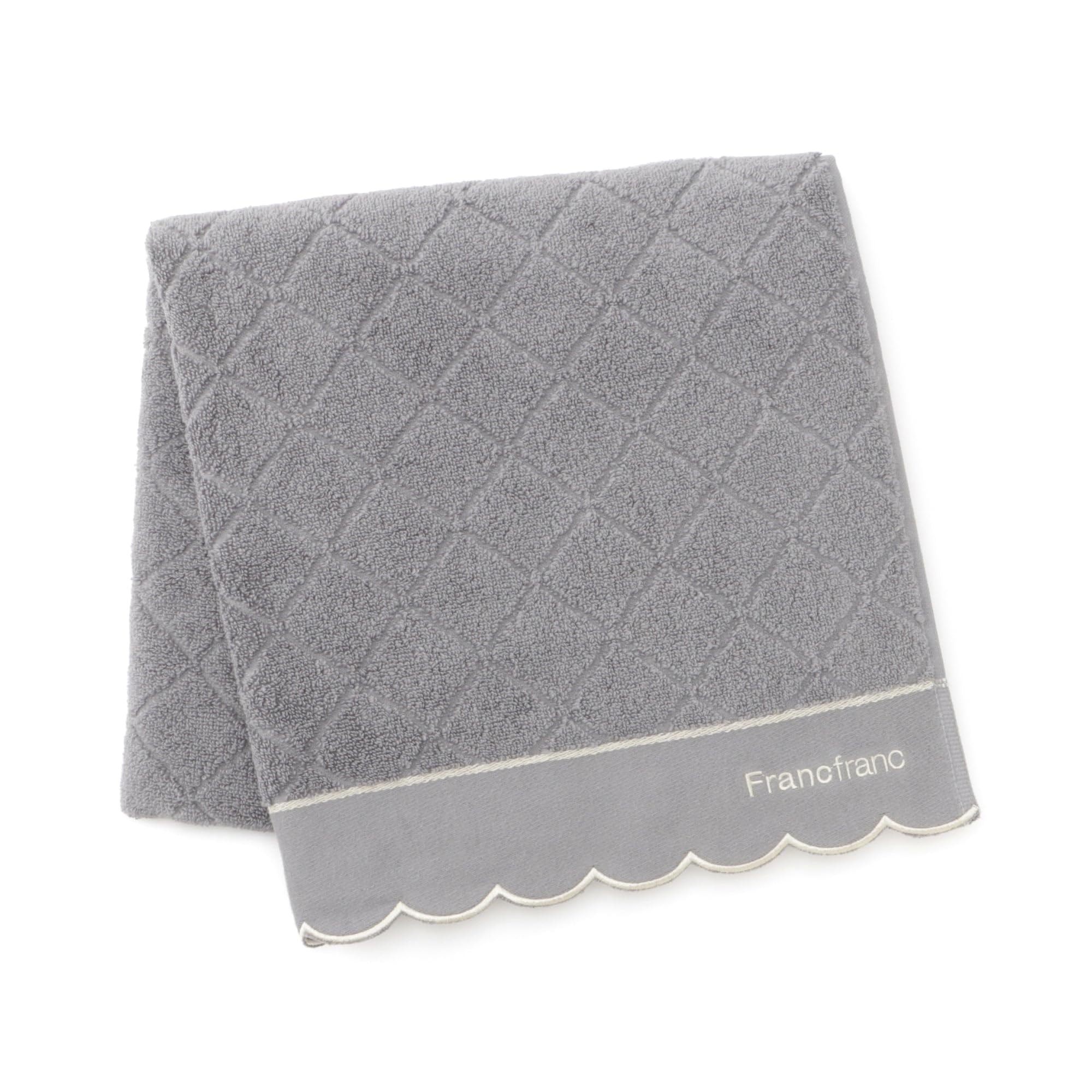 Francfranc Antibacterial and Deodorizing Quilted Scallop Bath Gray Towel,