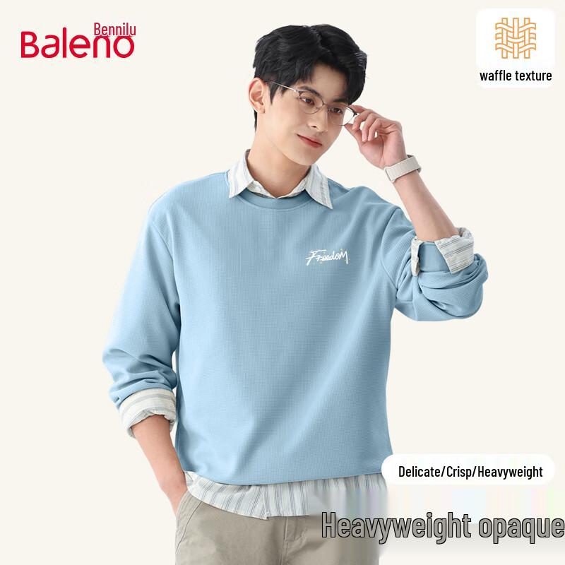 

Baleno Men s Waffle Knit Loose Fit Round Neck Sweatshirt 4XL