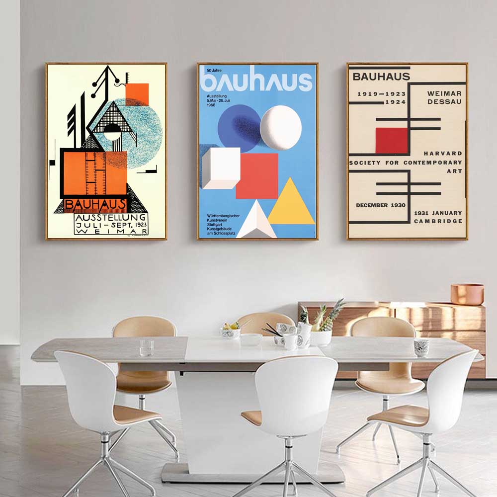 New Abstract Art Geometric Figure Canvas Painting Bauhaus Ausstellung Wall Art Poster Office Living Room Home Decoration Mural No Frame