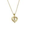 A-Z English Letter Initial Necklace 18K Gold Plated  Necklace Micro Setting Zircon Heart Necklace for Women