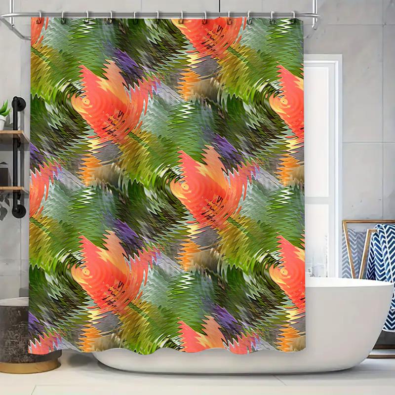 

Brightly Colored Shower Curtain With Modern Abstract Design For Bathroom Decor Polyester Fabric Waterproof, Perfect Gift Idea Fo W60H190(CM)-1 Pcs