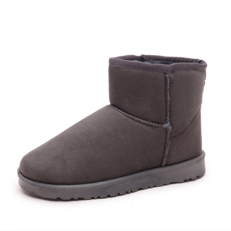 Winter Snow Boots Female Students Warm Fleece Thickened Flat Bottom Warm Cotton Shoes Suede Short Snow Boots