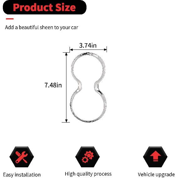 Cup Holder Trim Cover Frame Decorative Interior Accessories for Jeep Grand Cherokee 2011- (Chrome)