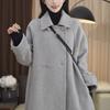 Plus Size Women's Korean Style Slimming Mid-Length Woolen Coat for Autumn/Winter - Loose Fit, Petite Long Jacket.