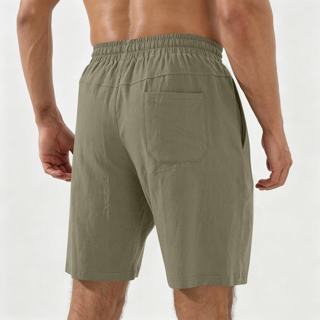 Herren elastische Taille Kordelzug Shorts Leicht Atmungsaktiv Lässig Outdoor Laufen Fitnessstudio Shorts mit Taschen