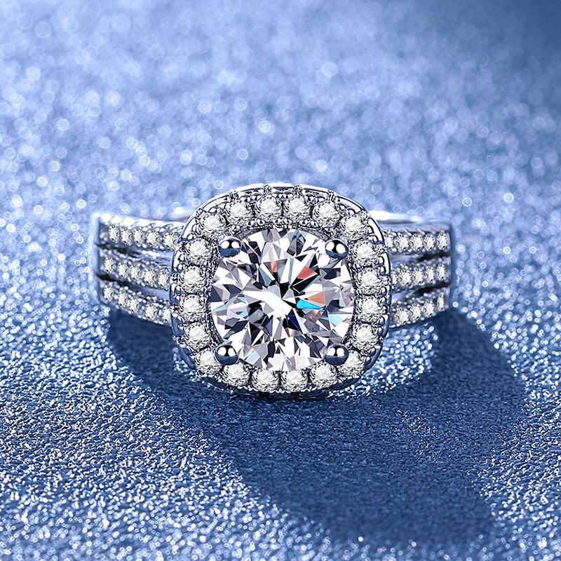 2026 Inlaid Square Bag Zircon Ring Women's Light Luxury Personality Ring Index Finger Ring