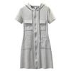 Women's Slimming Hooded Zipper Short-Sleeve Dress - Casual & Versatile Style