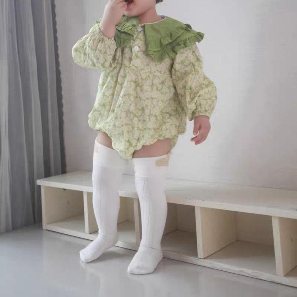 3Pairs Long Tube Calf Socks Baby Stripe Cartoon Above Knee Socks Cute Infant Cotton Stockings  Girls