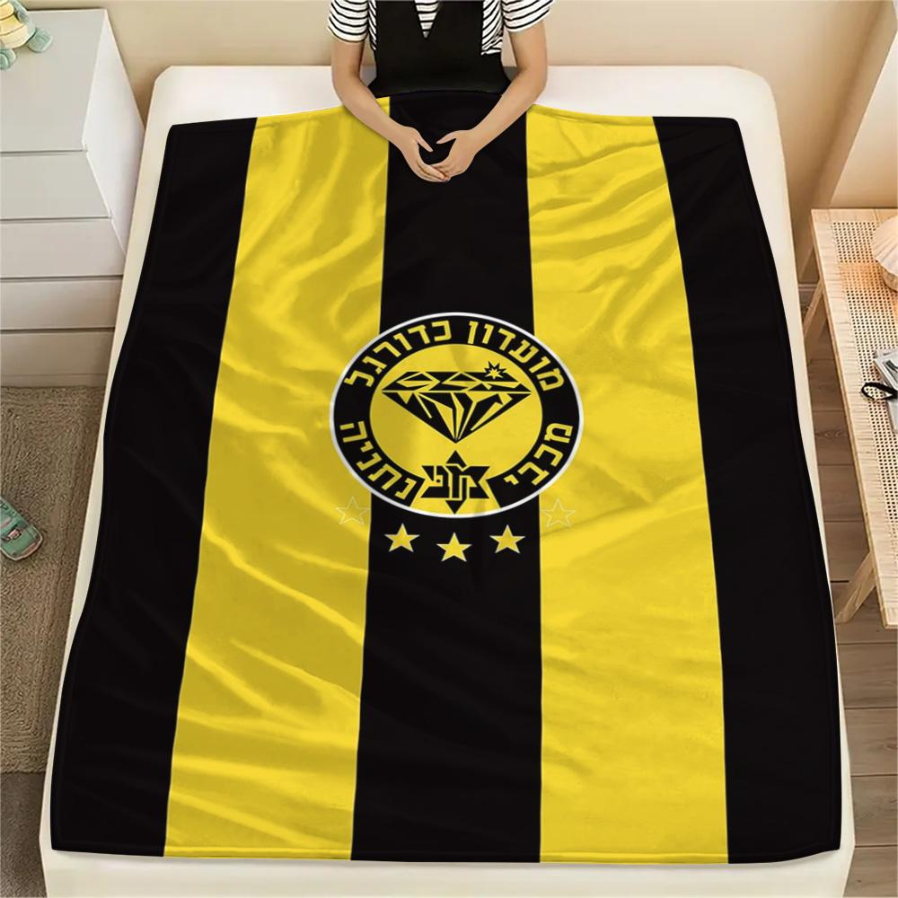 1 Stück Maccabi Netanya FC Aufdruck Flanelldecke Hohe Qualität Warm Bequem Decke für Alle Jahreszeiten Perfekt für Geschenke Heimdekoration