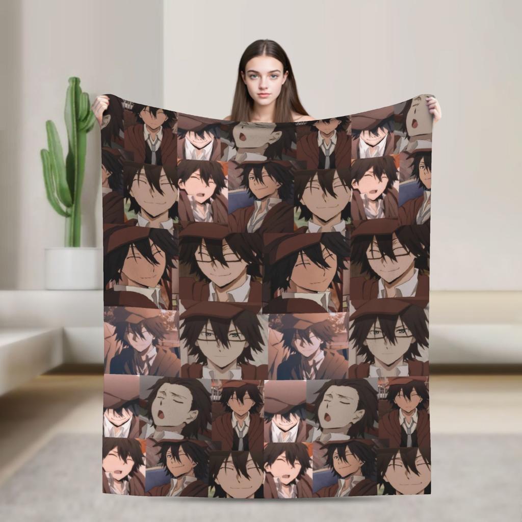 Anime Bungo Stray Dogs Blanket Fleece Winter Multi-function Lightweight Throw Blanket for Home Office Bedspreads