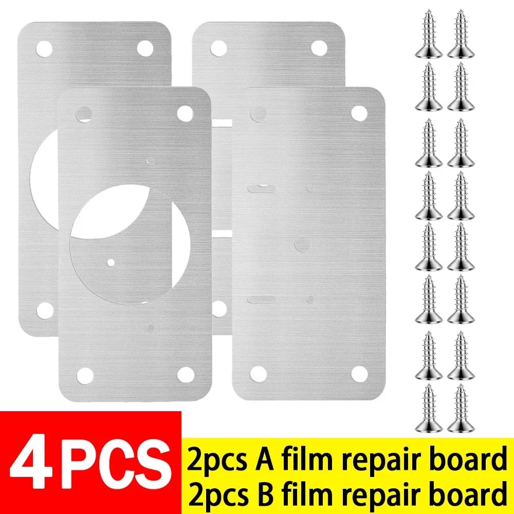 Cabinet Hinge Repair Plates Kit Stainless Steel Kitchen Cupboard Door Hinge Mounting Fixing Plate with Hole Hardware Accessories