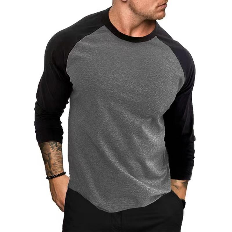 ETST0012 2024 Nieuw Heren T-shirt met Ronde Hals en Lange Mouwen Ademend Plus Size Basis T-shirt Heren Casual en Modieus Raglan Top 5XL