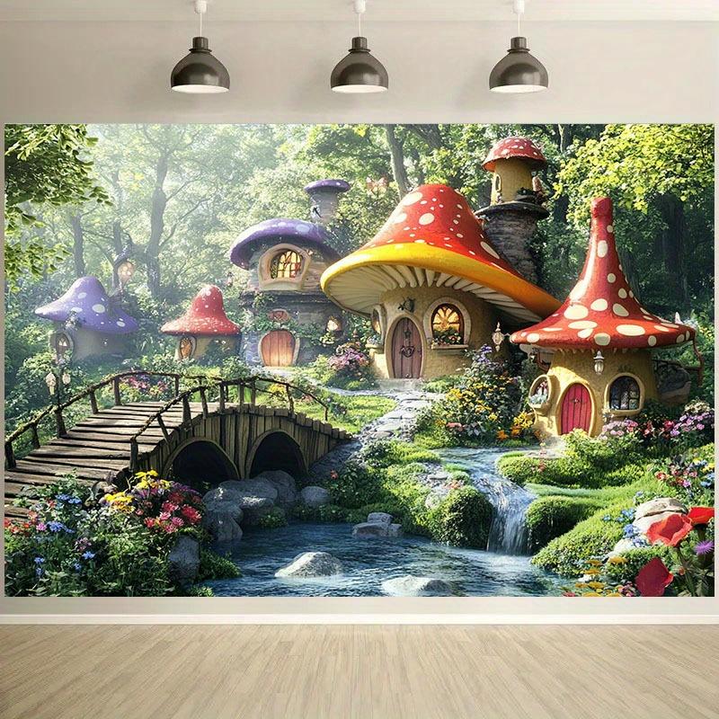 1pc Fairy Tale Forest Backdrop - Floral Design For Halloween Party - Optional Garden Decor Party Decor Theme Decor Zx