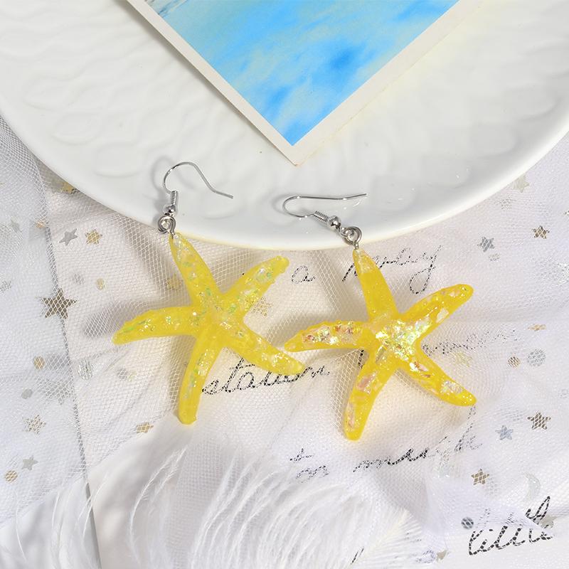 Modische Bonbonfarbe Pailletten Seestern Ohrringe für Damen Mädchen Sommer Strand Bohemia Hängeohrringe Urlaubs Schmuck Geschenke