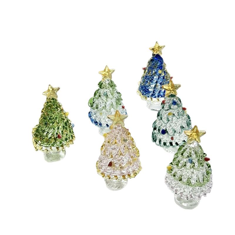 Creative Christmas Tree Miniature Glass Sculpture, Handcrafted Blown Glass Art, Collectibles and Christmas Gifts