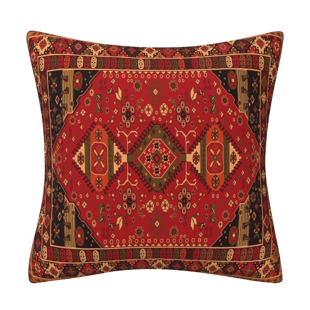 Kissenbezug inspiriert von türkischen Teppichen: Traditionelles Medaillonmuster in sattem Rot & Marineblau Böhmische Wohnkultur Kissenbezug