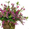 Hanging Basket Wreath Door Hanger Floral Welcome Sign for Garden Indoor Party Festival