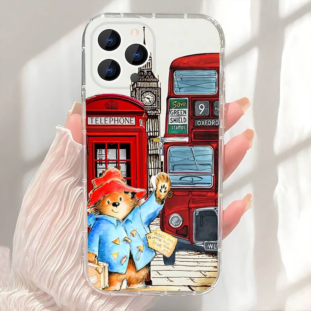 P-Paddington Bear Cute Phone Case For iPhone 17,16,15,14,13,12,11 Pro,Max,Plus,X,XS,XR,SE4,E Mini Transparent Soft Cover